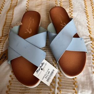 Light Blue slip on sandals